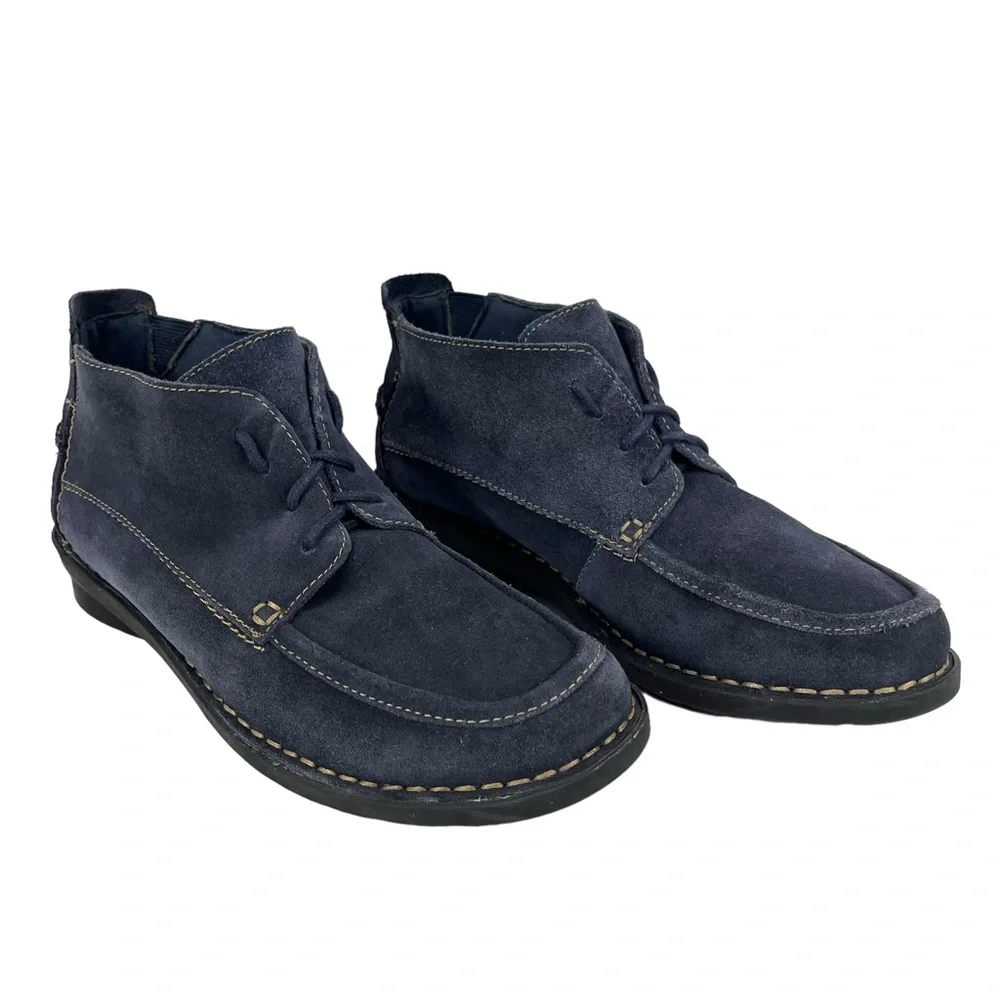 Clarks Womens‎ 7.5 Bendables 63002 Navy Blue Suede Chukka Lace-Up Ankle Boot